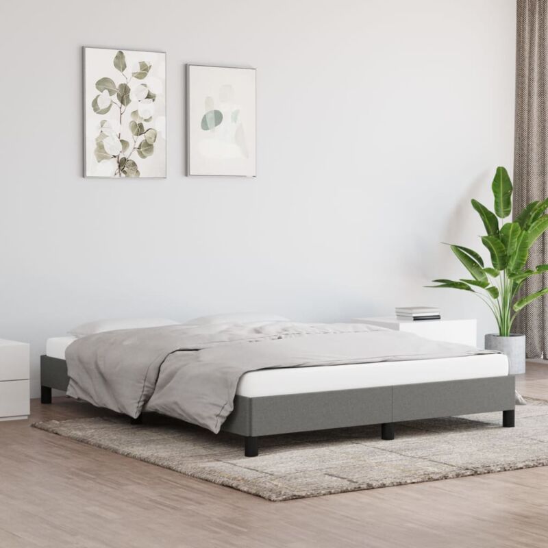 foto del prodotto vidaxl giroletto senza materasso grigio scuro 140x190 cm tessuto