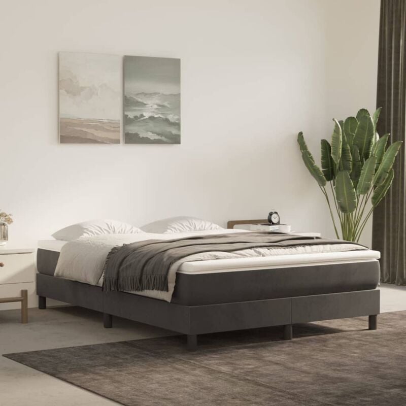foto del prodotto vidaxl - giroletto senza materasso grigio scuro 140x190 cm velluto