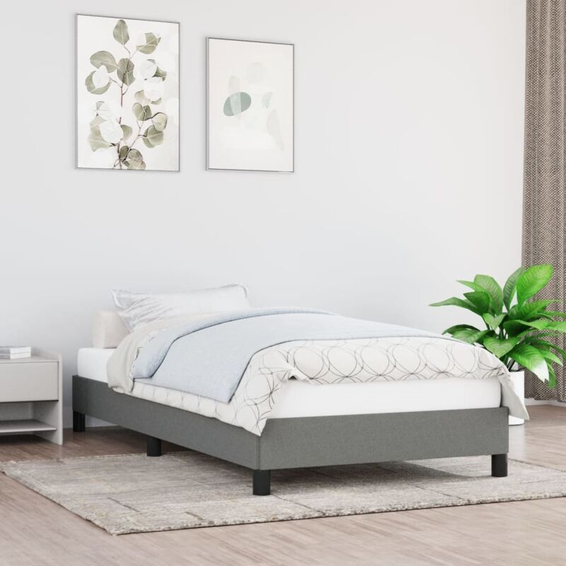 foto del prodotto vidaxl - giroletto senza materasso grigio scuro 90x190 cm tessuto