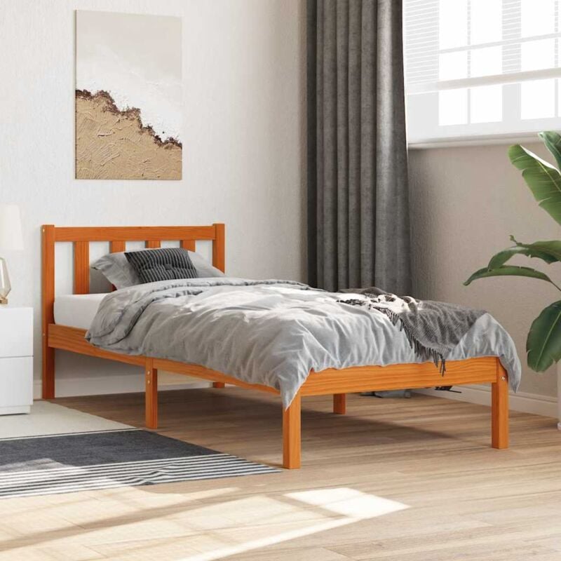 foto del prodotto vidaxl giroletto senza materasso marrone cera 100x200 cm legno di pino