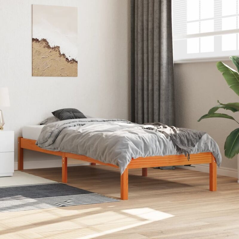 foto del prodotto vidaxl giroletto senza materasso marrone cera 90x200 cm massello pino