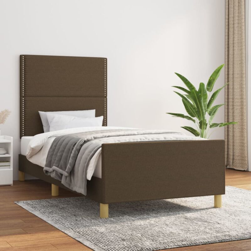 foto del prodotto vidaxl giroletto senza materasso marrone scuro 90x200 cm tessuto