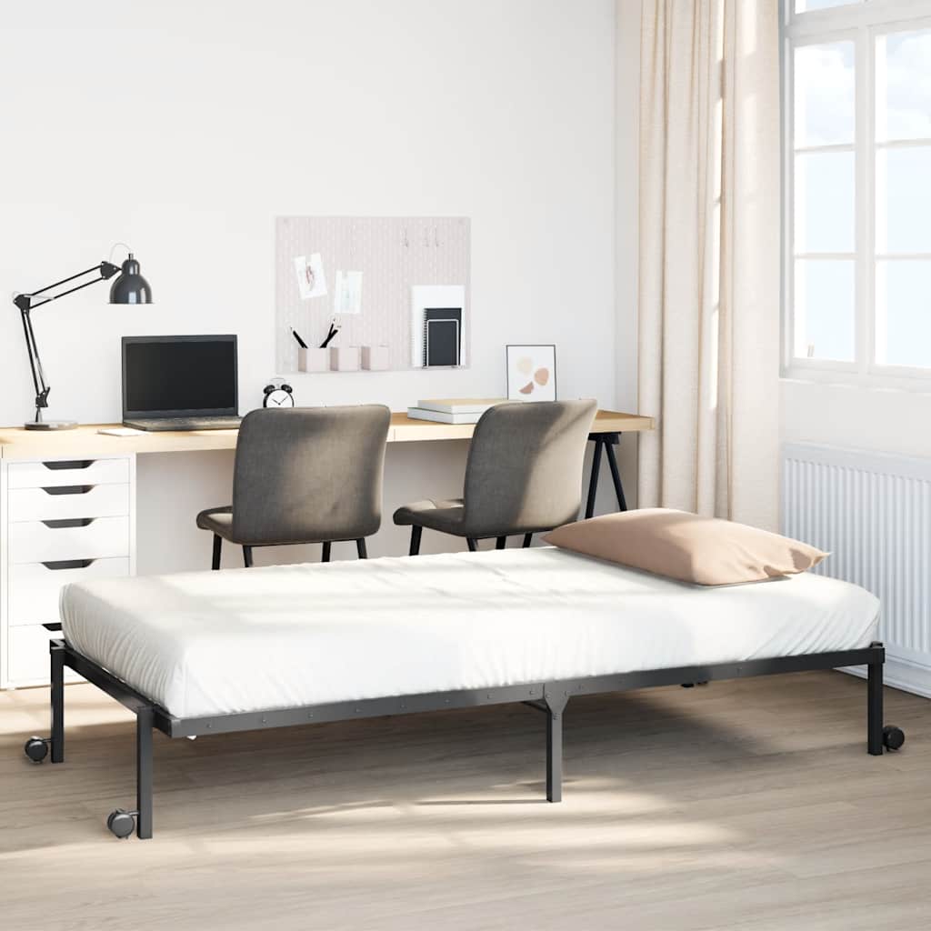 foto del prodotto vidaxl giroletto senza materasso pieghevole nero 90x190 cm in acciaio