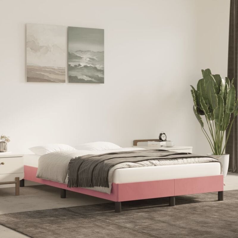 foto del prodotto vidaxl giroletto senza materasso rosa 120x190 cm velluto