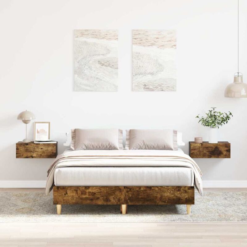 foto del prodotto vidaxl giroletto senza materasso rovere fumo 135x190 cm in truciolato