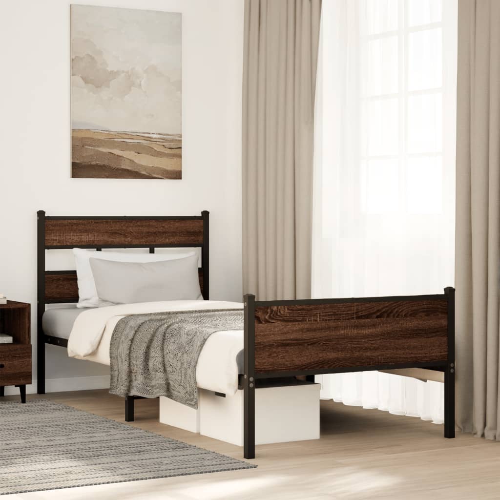 foto del prodotto vidaxl giroletto senza materasso rovere marrone 100x200 cm truciolato