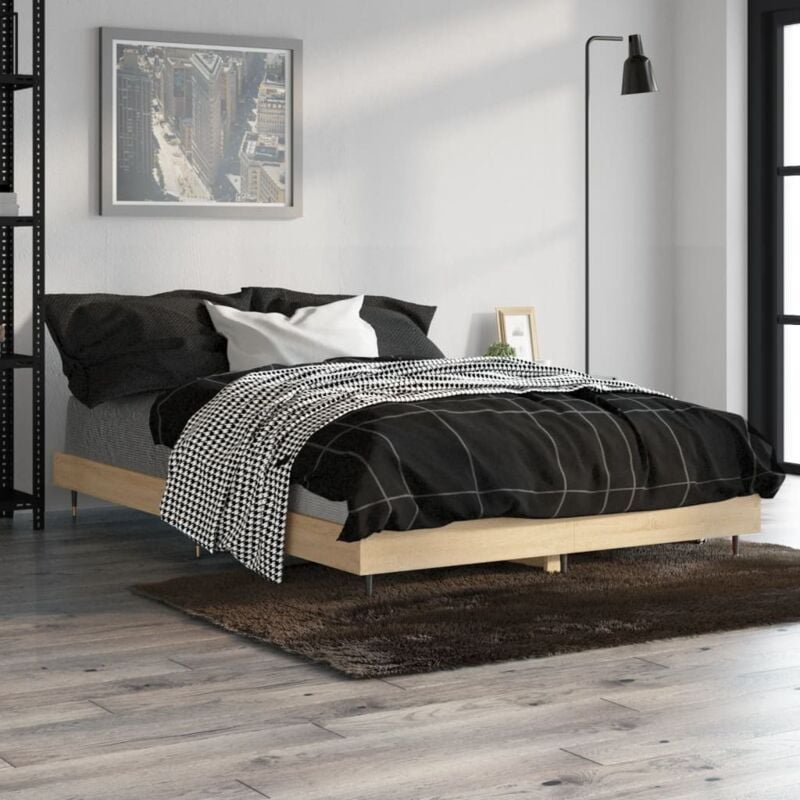 foto del prodotto vidaxl giroletto senza materasso rovere sonoma 120x190cm in truciolato