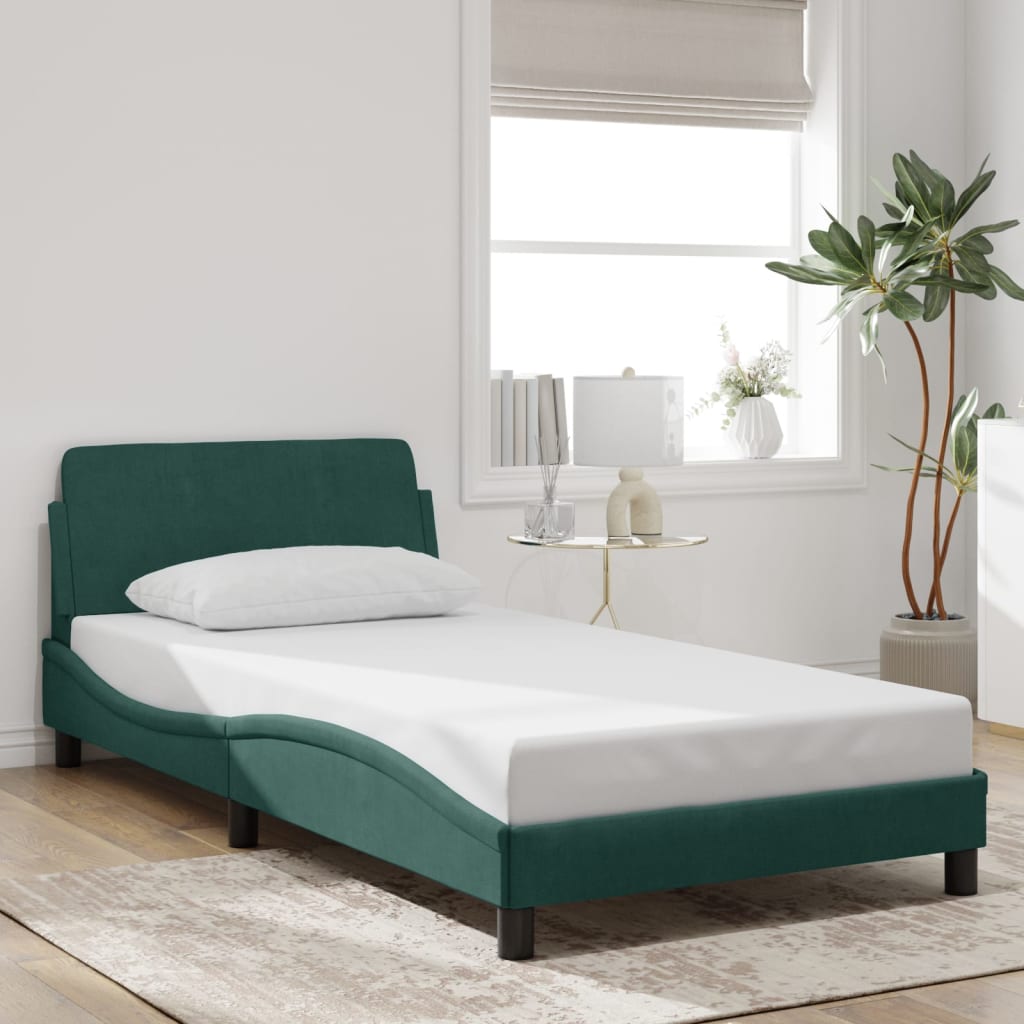 foto del prodotto vidaxl giroletto senza materasso verde scuro 100x200 cm in velluto