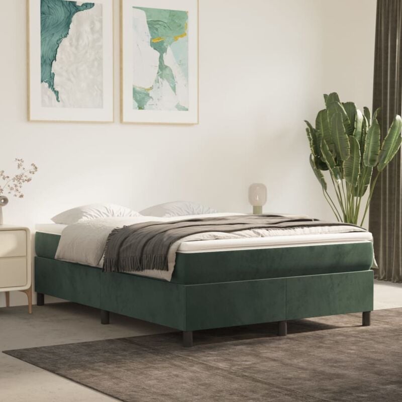 foto del prodotto vidaxl giroletto senza materasso verde scuro 140x200 cm in velluto