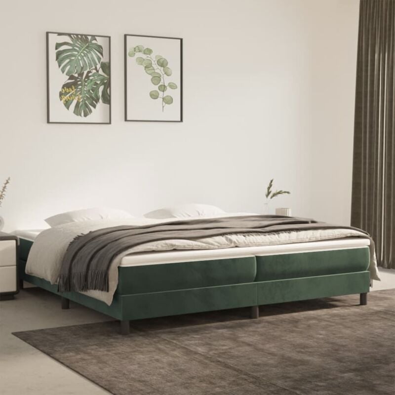 foto del prodotto vidaxl giroletto senza materasso verde scuro 200x200 cm in velluto