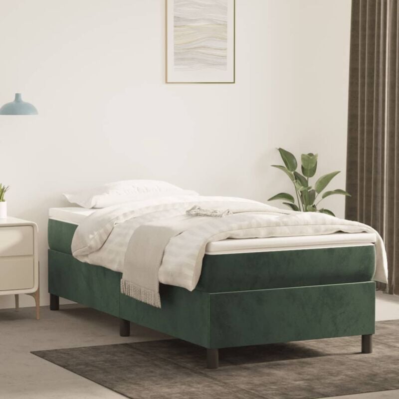 foto del prodotto vidaxl giroletto senza materasso verde scuro 90x190 cm in velluto