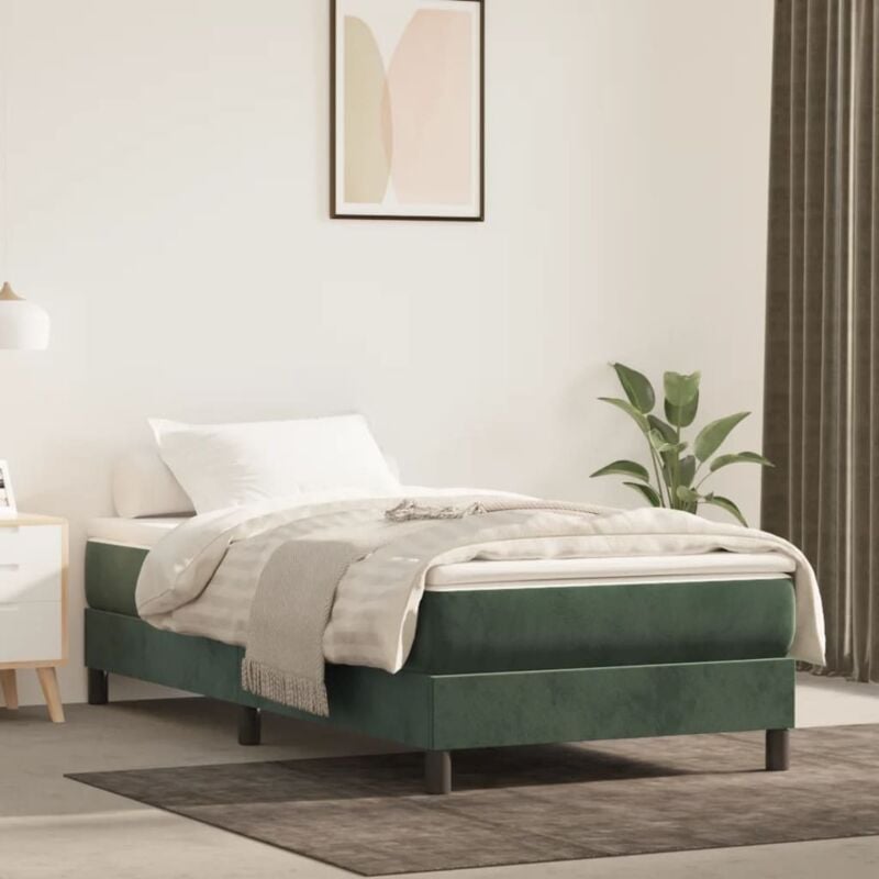 foto del prodotto vidaxl giroletto senza materasso verde scuro 90x200 cm in velluto