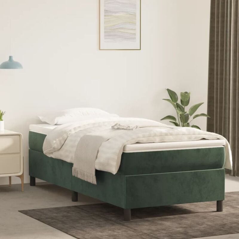 foto del prodotto vidaxl giroletto senza materasso verde scuro 90x200 cm in velluto