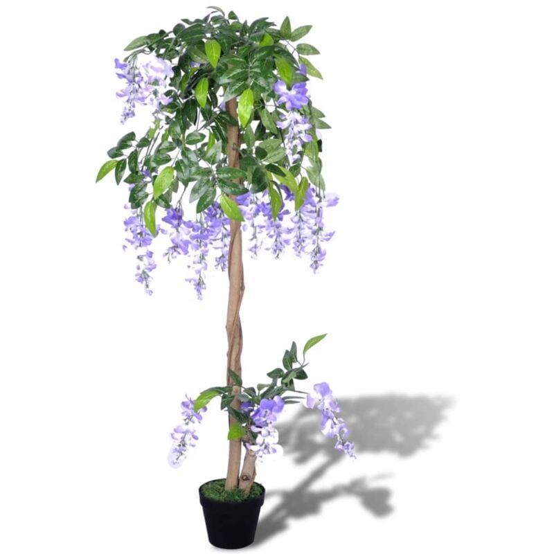 foto del prodotto vidaxl glicine artificiale decorativo con vaso e fiori tronco in legno varie dimensioni dimensioni 120 cm