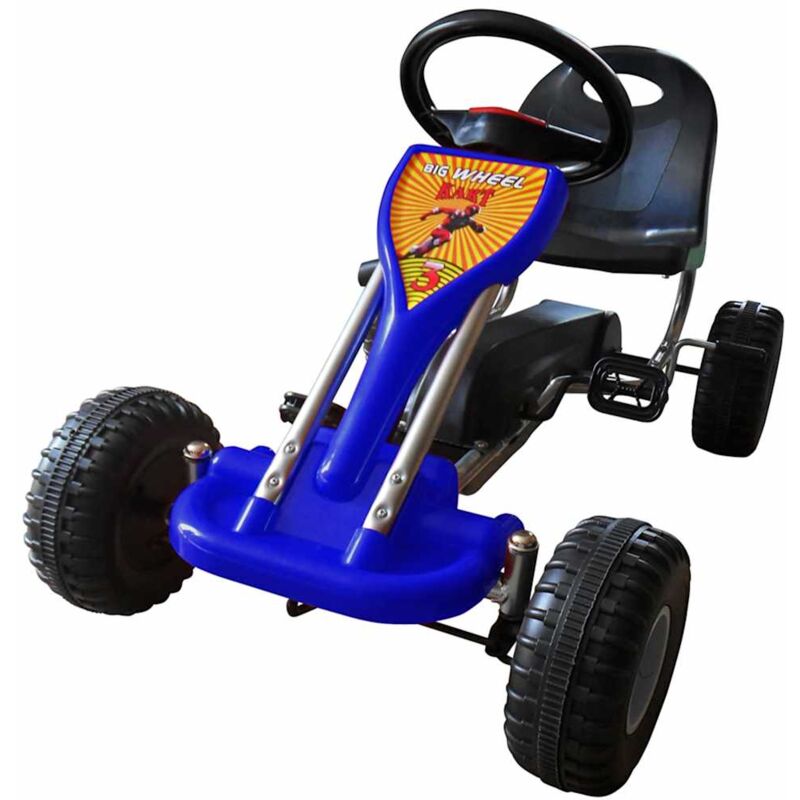 foto del prodotto vidaxl go kart cavalcabile per bambini a pedali con catena schermata vari colori colore blu