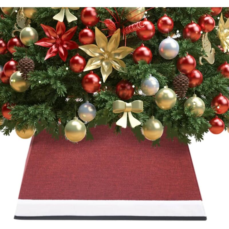 foto del prodotto vidaxl gonna per albero di natale rossa e bianca 48x48x25 cm