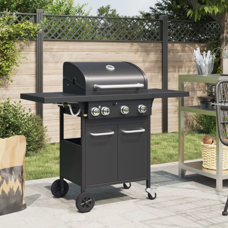 foto del prodotto vidaxl griglia barbecue a gas con 4 bruciatori nero in acciaio