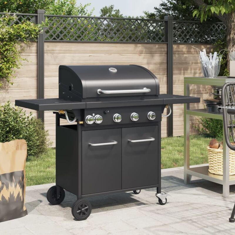 foto del prodotto vidaxl griglia barbecue a gas con 5 bruciatori nero in acciaio