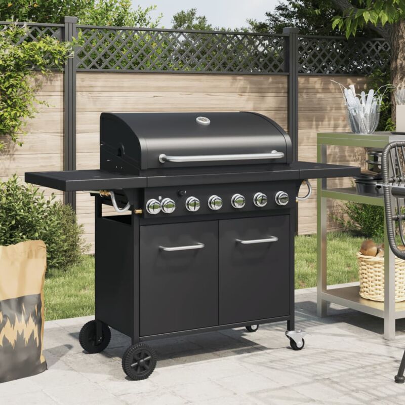 foto del prodotto vidaxl griglia barbecue a gas con 7 bruciatori nero in acciaio