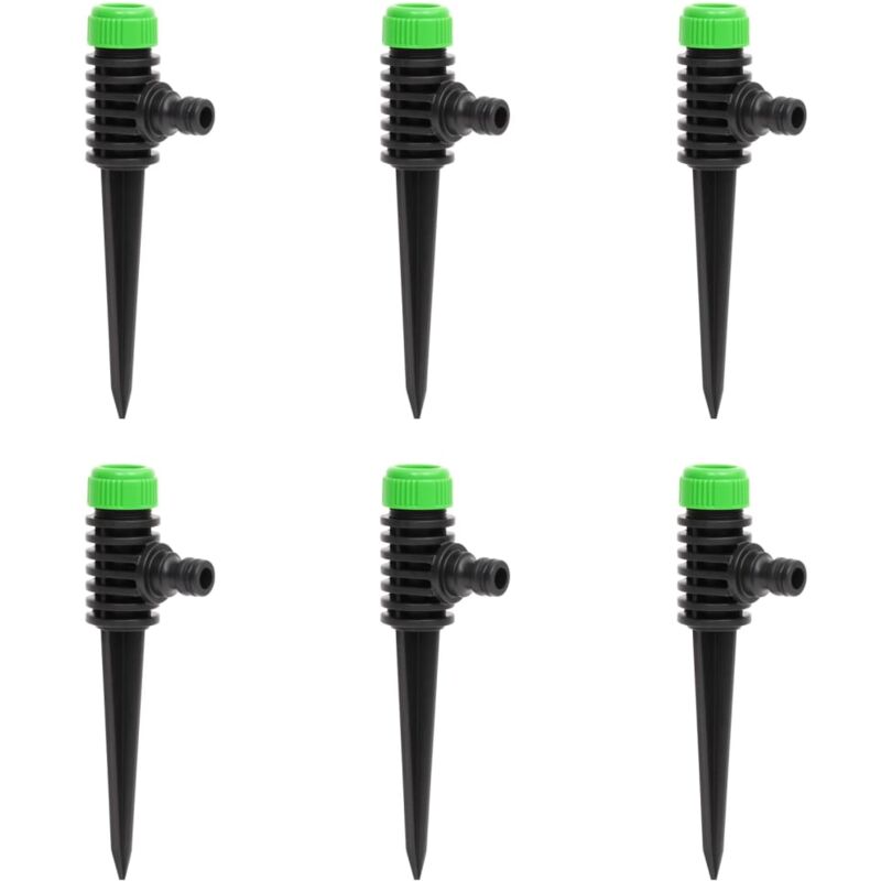 foto del prodotto vidaxl irrigatori rotanti 6 pz verdi e neri 3x6x19,5 cm abs e pp