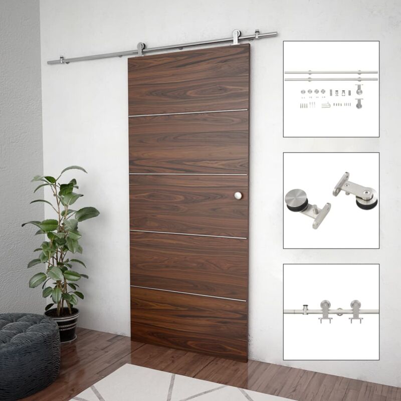 foto del prodotto vidaxl kit binari porta scorrevole 183 cm acciaio inossidabile argento