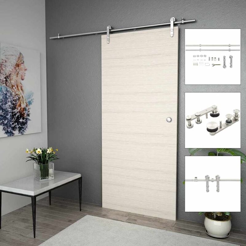 foto del prodotto vidaxl kit binari porta scorrevole 183cm acciaio inossidabile argento