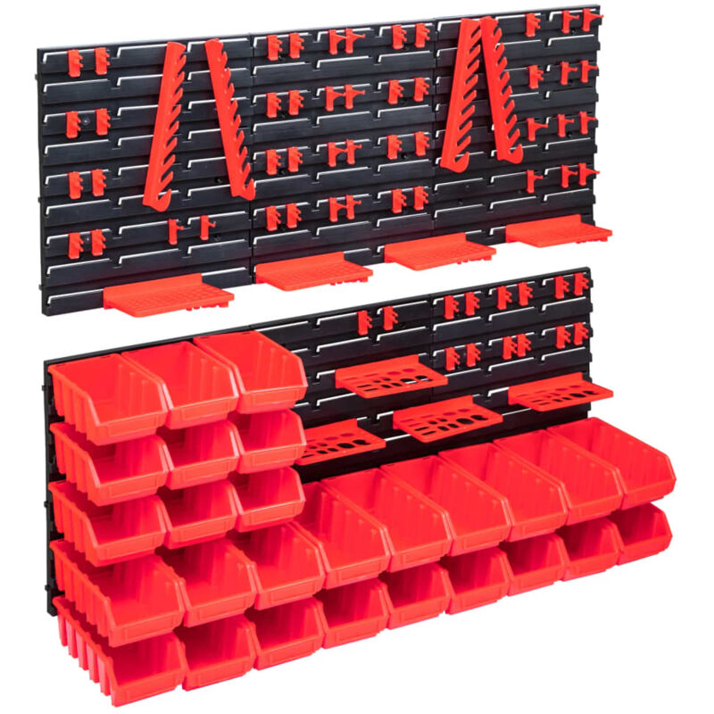 foto del prodotto vidaxl kit contenitori 103 pz con pannelli a parete rosso e nero