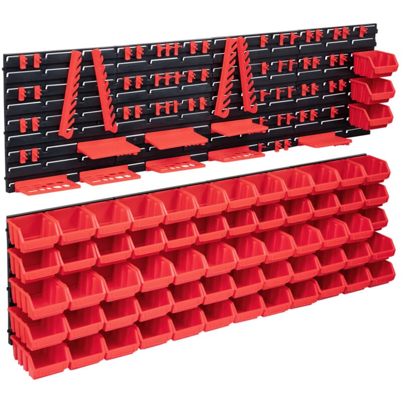 foto del prodotto vidaxl kit contenitori 141 pz con pannelli a parete rosso e nero