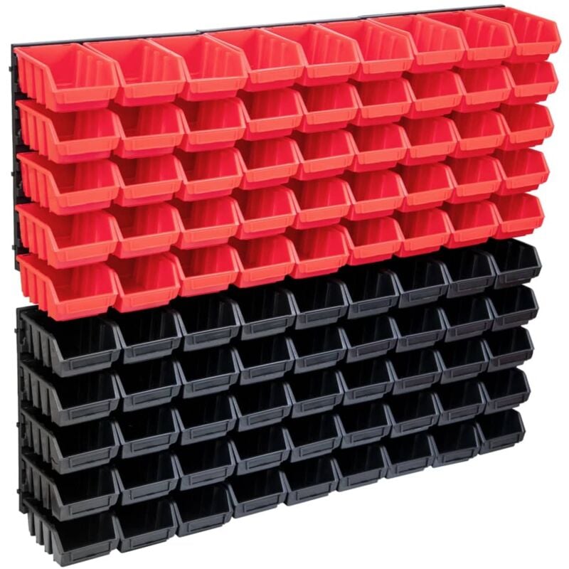 foto del prodotto vidaxl kit contenitori 96 pz con pannelli a parete rosso e nero 670424