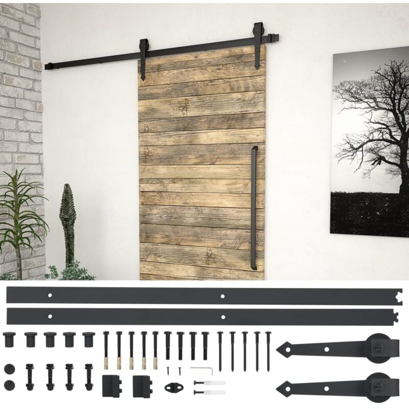 foto del prodotto vidaxl kit di binari per porte scorrevoli 183 cm acciaio nero
