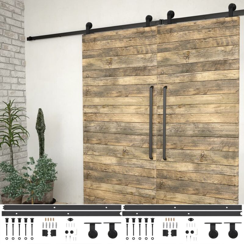 foto del prodotto vidaxl kit di binari per porte scorrevoli 2 pz 183 cm in acciaio nero 838754