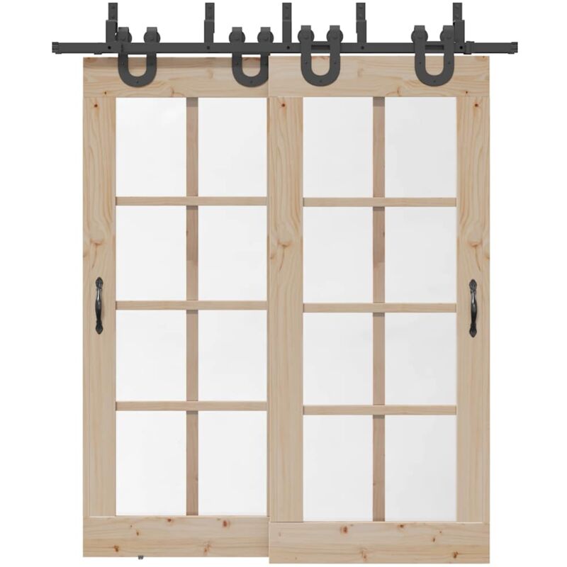 foto del prodotto vidaxl kit di binari per porte scorrevoli 200 cm acciaio nero