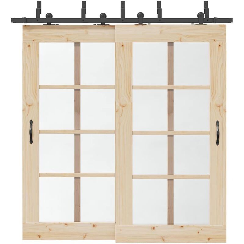 foto del prodotto vidaxl kit di binari per porte scorrevoli 213,5 cm acciaio nero 724545