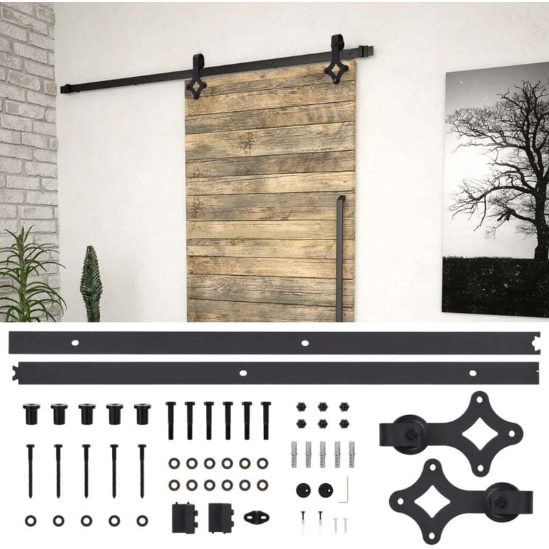 foto del prodotto vidaxl kit di binari per porte scorrevoli skien 183 cm acciaio nero