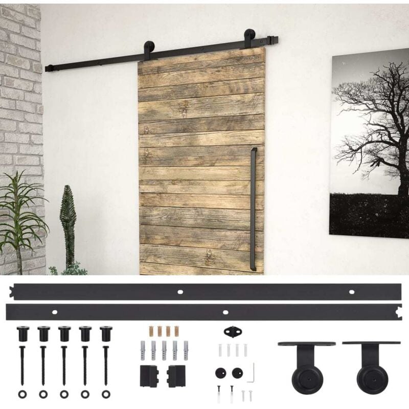 foto del prodotto vidaxl kit di binari per porte scorrevoli skien 183 cm acciaio nero