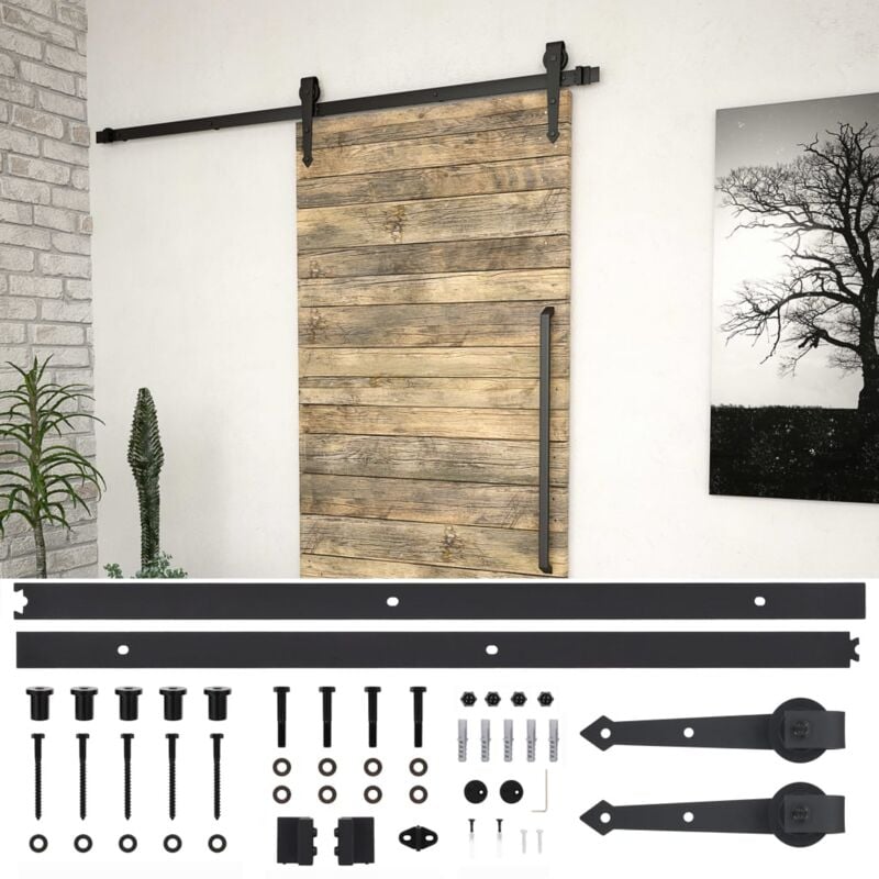 foto del prodotto vidaxl kit di binari per porte scorrevoli skien 200 cm acciaio nero