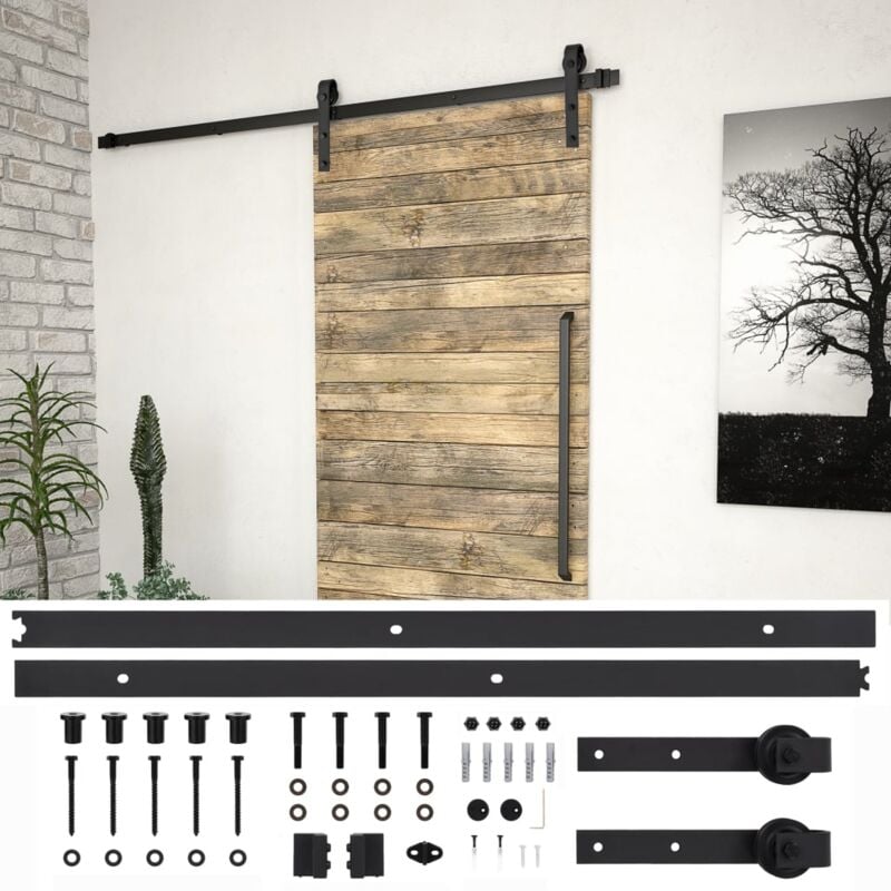 foto del prodotto vidaxl kit di binari per porte scorrevoli skien 200 cm acciaio nero