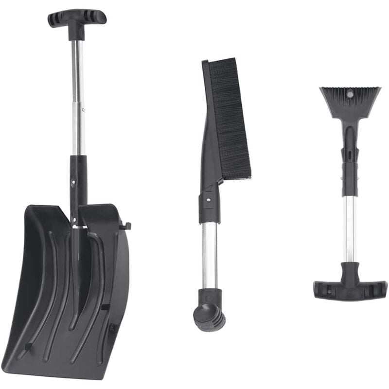 foto del prodotto vidaxl kit pala da neve 3 in 1 nero in alluminio