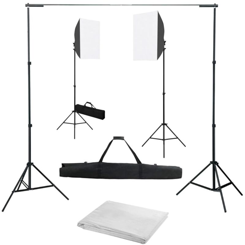 foto del prodotto vidaxl kit per studio fotografico con luci softbox e fondale