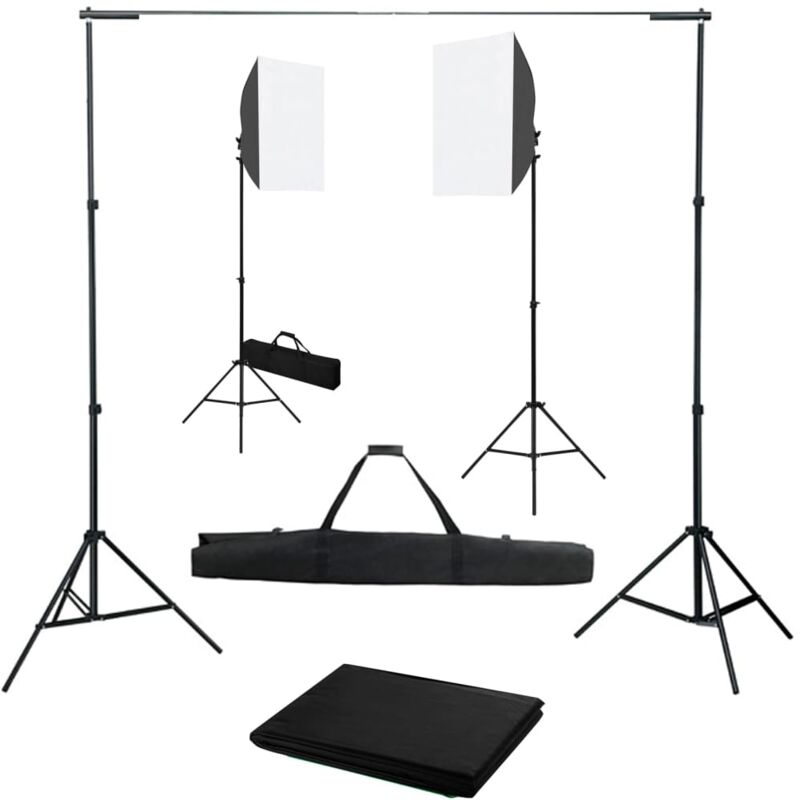 foto del prodotto vidaxl kit per studio fotografico con luci softbox e fondale