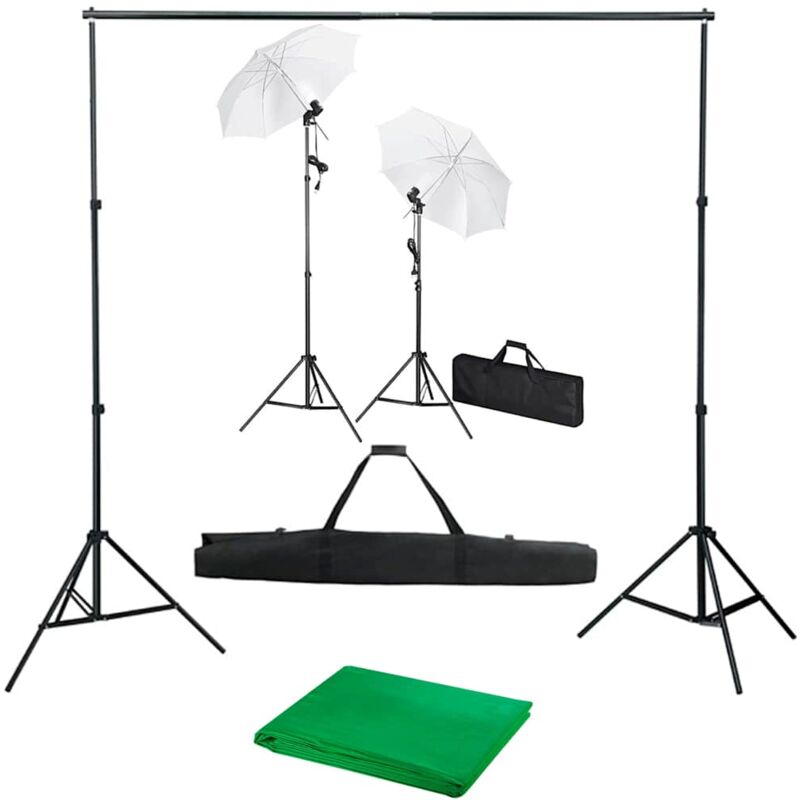 foto del prodotto vidaxl kit studio fotografico con fondale luci e ombrelli