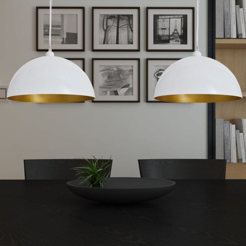 foto del prodotto vidaxl lampada a sospensione 2pz altezza regolabile semisferica bianca