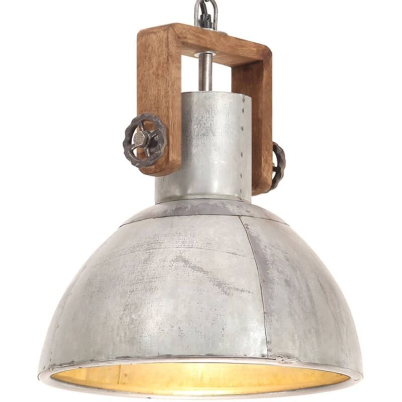 foto del prodotto vidaxl lampada a sospensione industriale 25 w argento rotonda 30cm e27
