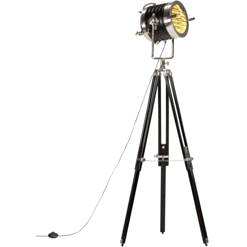 foto del prodotto vidaxl lampada a treppiede a pavimento nera in legno di mango 171 cm