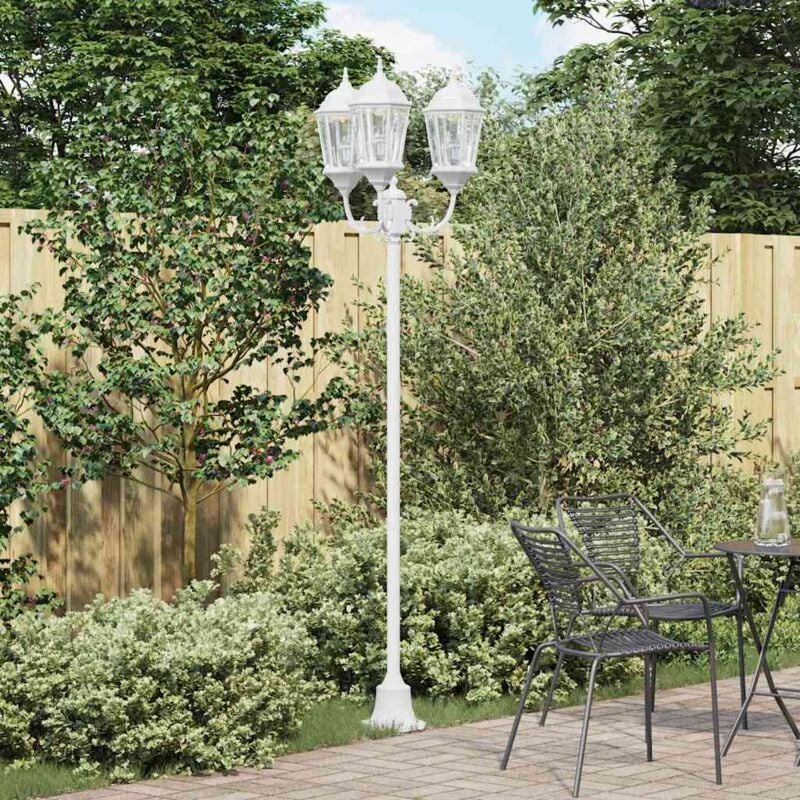 foto del prodotto vidaxl lampada da giardino , 3 lampade e27 bianche, alta 220 cm, in alluminio.