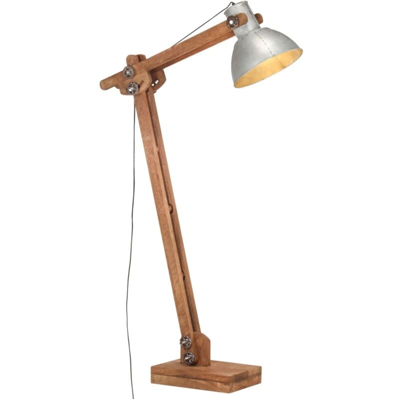 foto del prodotto vidaxl lampada da pavimento argento in legno massello di mango e27