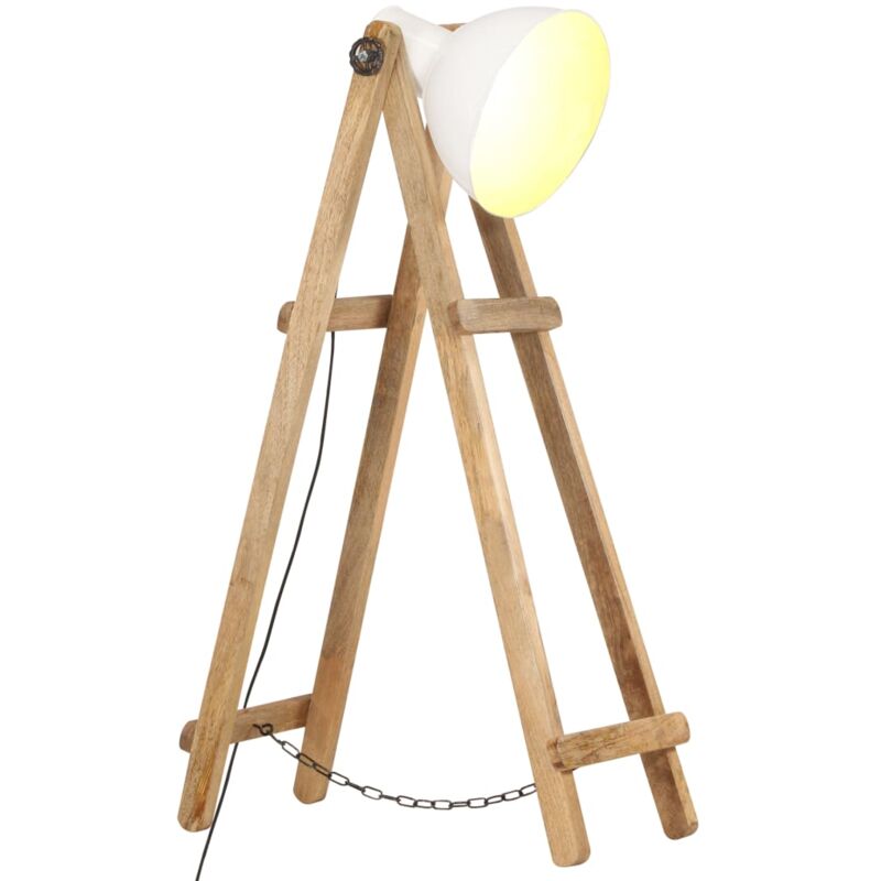 foto del prodotto vidaxl lampada da pavimento bianca e27 in legno massello di mango