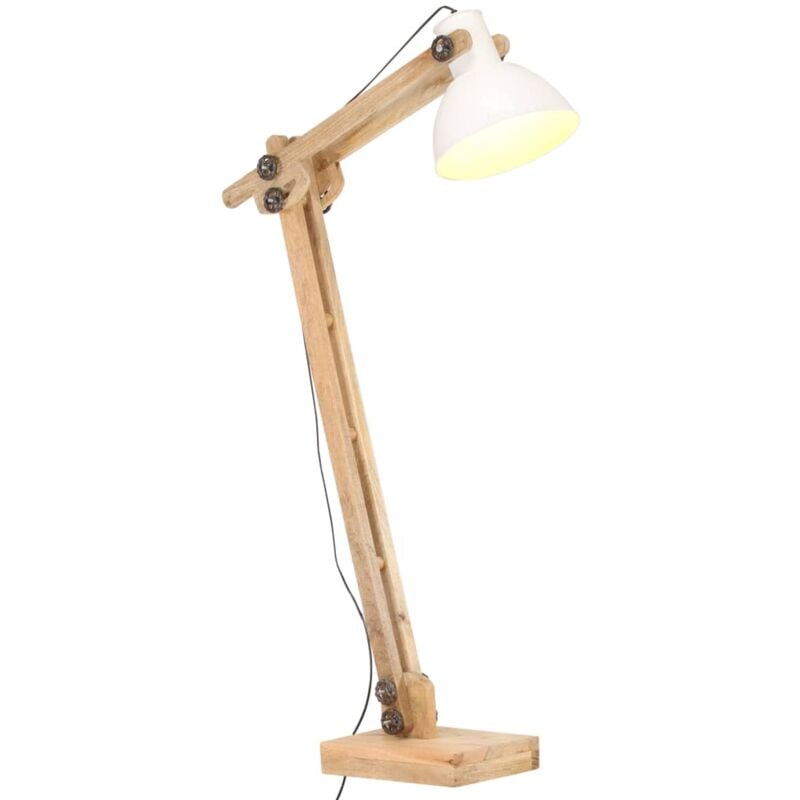 foto del prodotto vidaxl lampada da pavimento bianca in legno massello di mango e27