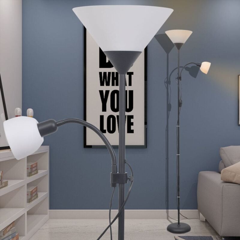 foto del prodotto vidaxl lampada da pavimento con doppio interruttore on off vari colori colore nero