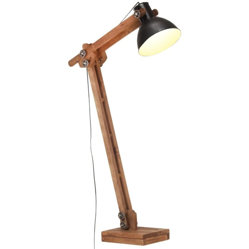 foto del prodotto vidaxl lampada da pavimento nera in legno massello di mango e27